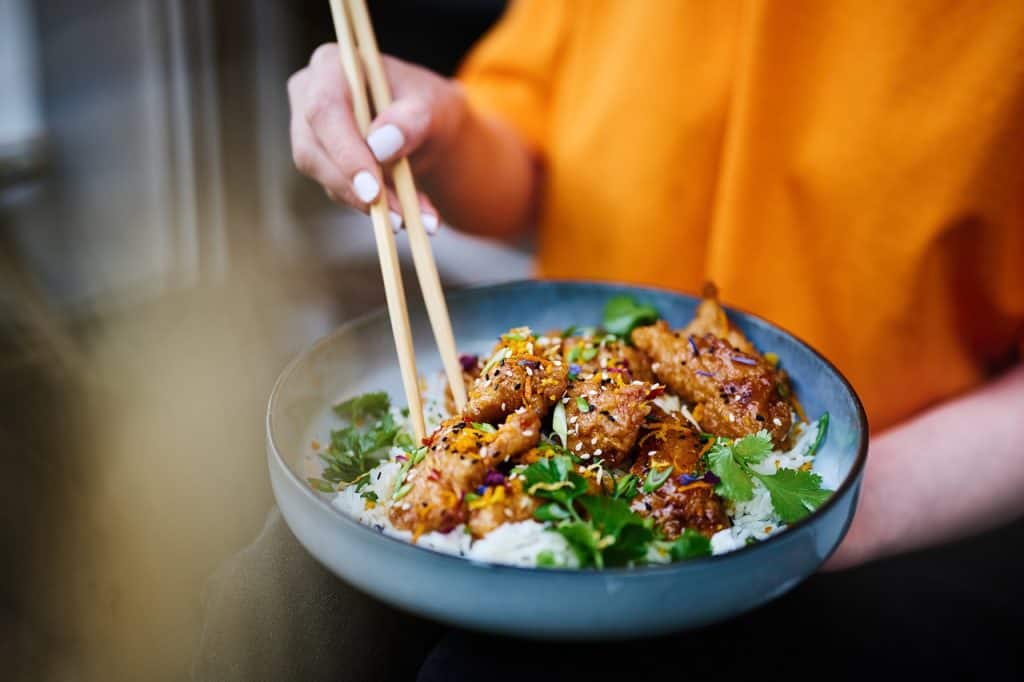 chicken, asian cuisine, food, chopsticks, dish, meal, cuisine, delicious, tasty, plate, kitchen, asian, coriander, rice, sesame, chicken, chicken, chicken, chicken, chicken, food, food, chopsticks, cuisine, kitchen, rice, rice, rice